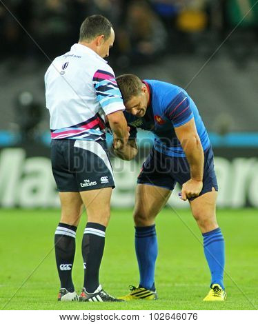 LONDON, ENGLAND - SEPTEMBER 23 2015 The 2015 Rugby World Cup Pool D match between France and Romania at The Stadium, Queen Elizabeth Olympic Park.