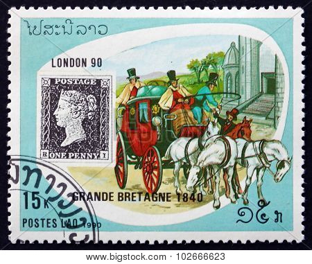 Postage Stamp Laos 1990 Stagecoach