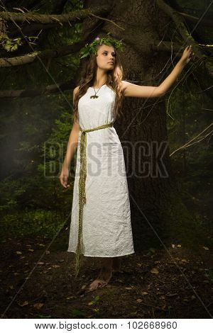 Slavonian Girl In The Deep Forest