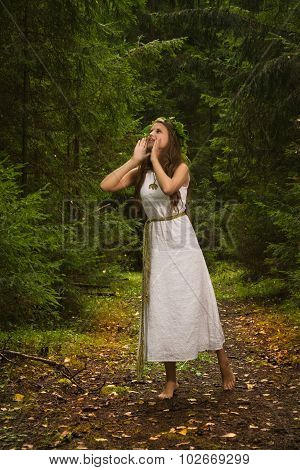 Slavonian Girl In The Deep Forest