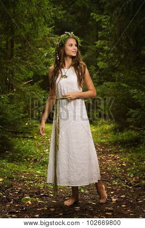 Slavonian Girl In The Deep Forest