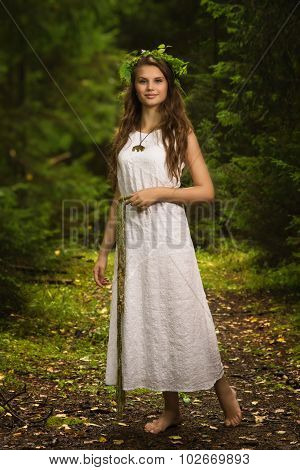 Slavonian Girl In The Deep Forest