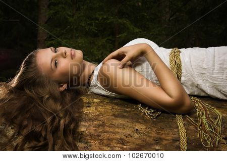 Slavonian Girl In The Deep Forest