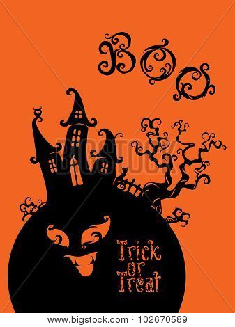 Spooky House Trick Or Treat card design