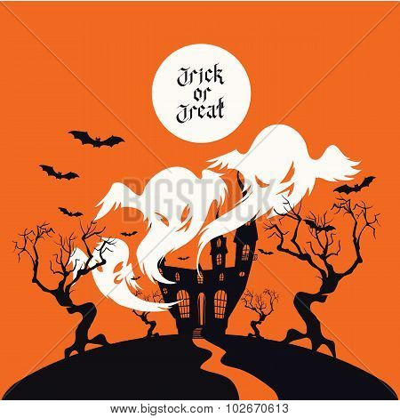 Spooky House Trick Or Treat card design
