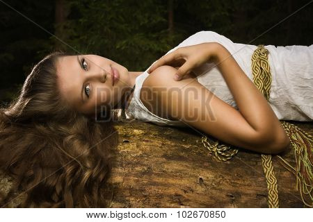 Slavonian Girl In The Deep Forest