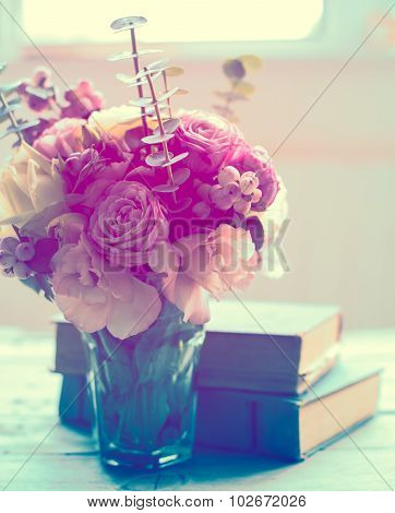 flowers and ancient books