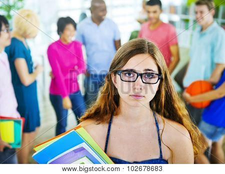 Woman Stressed Sad Depressed Student School Concept