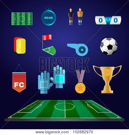 Football Game Flat Design Elements