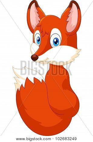 Cartoon fox look back