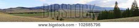 Panorama of Kuray mountain range at dawn.