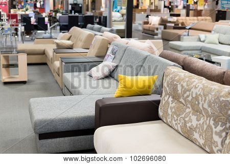 MOSCOW, RUSSIA - 24.09.2015. The interior of  shop Hoff - one of the largest Russian furniture netwo