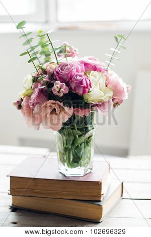 flowers and ancient books