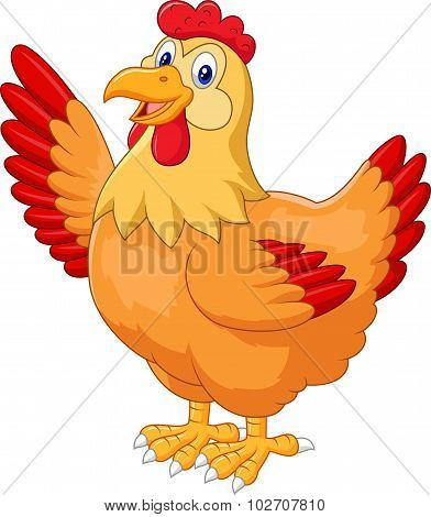 Chicken hen waving hand