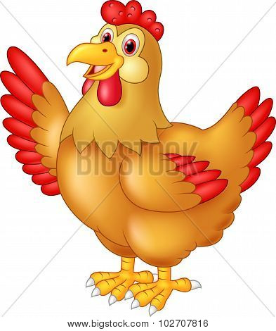 Chicken hen waving hand