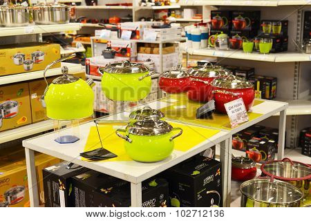 MOSCOW, RUSSIA - 24.09.2015. The interior of  shop Hoff - one of the largest Russian furniture netwo