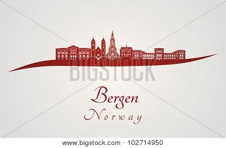 Bergen Skyline In Red