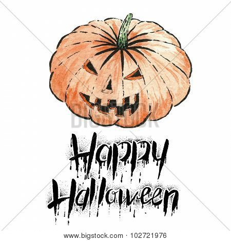 The pumpkin with text -Happy Halloween
