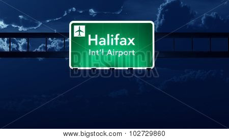 Halifax Stanfield Canada Airport Highway Road Sign At Night