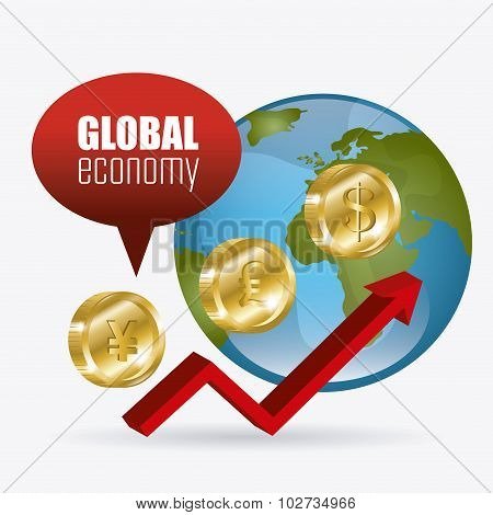 Global economy, money and business design.