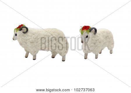 Isolated female sheep toy photo.