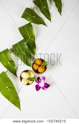 garland of mango leaves, toran . It is auspicious in hindu religion and used as a decoration during