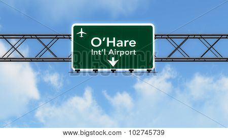 Chicago Ohare Usa Airport Highway Sign