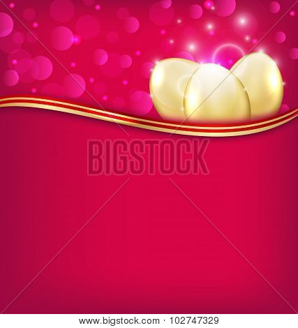 Easter invitation with golden eggs
