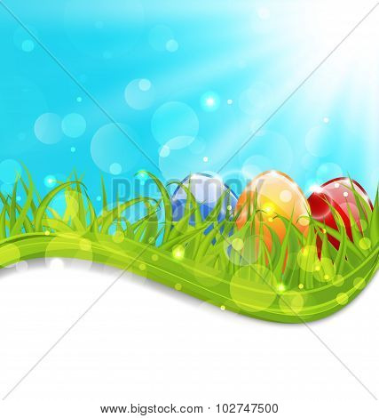 April card with Easter set colorful eggs