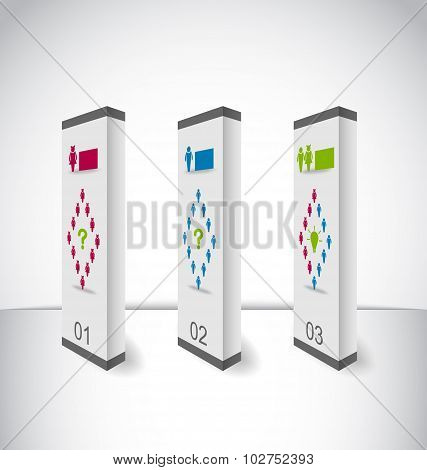 Modern boxes with people infographic elements in minimal style
