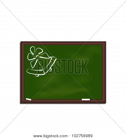 School chalkboard with bells isolated on white background