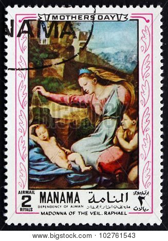 Postage Stamp Manama 1970 Madonna Of The Veil, By Raphael
