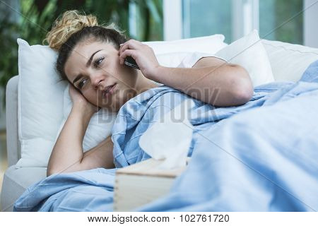Sick Woman With Phone