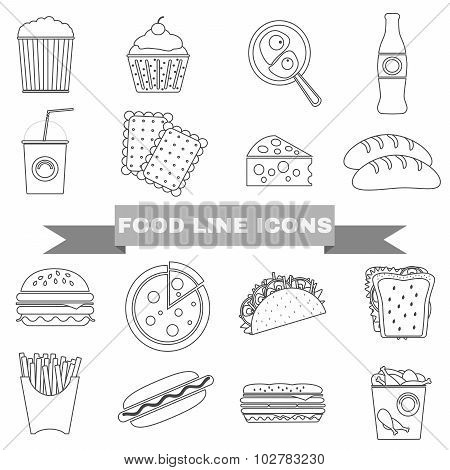 Fast Food And Snacks Big Icons Set