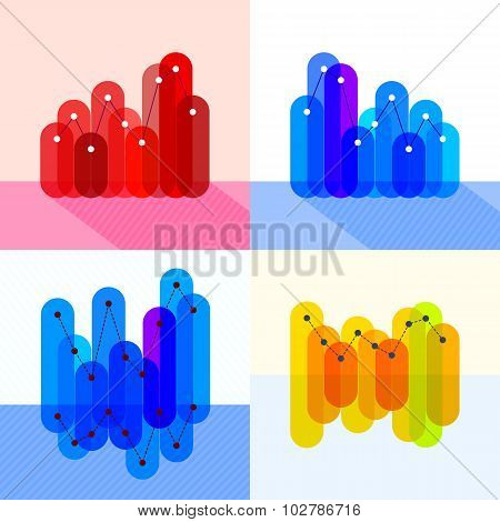 Infographics set with overlapping bars