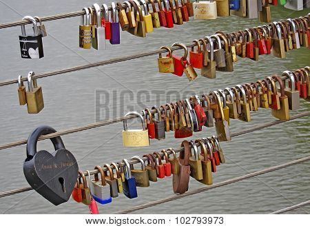 Love-Locks, Bamberg, Germany, Bavaria, September 2015
