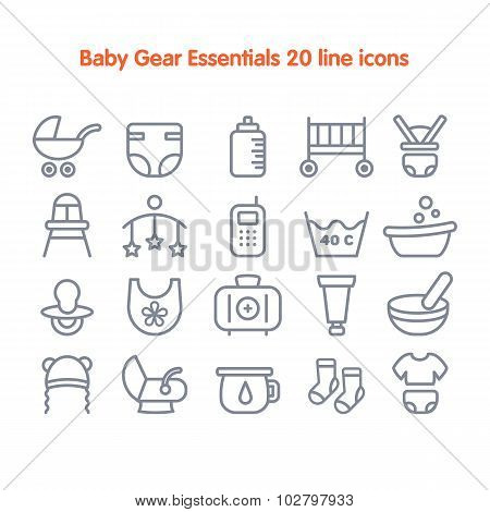 Baby Line Icons Set