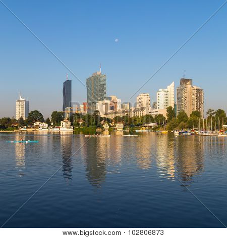 Buildings And The Danube In Vienna In The Morning
