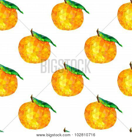 Mandarin abstract triangles, seamless pattern, fruit background