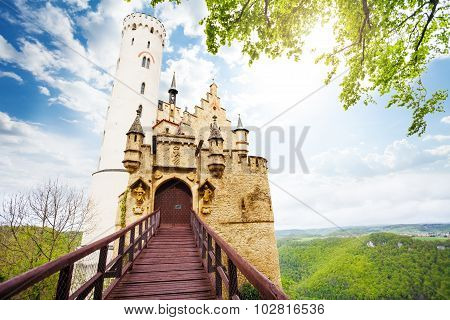 Gates and bridge of the Schloss Lichtenstein