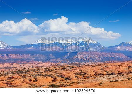 View of Mt Waas and Arches park plateau