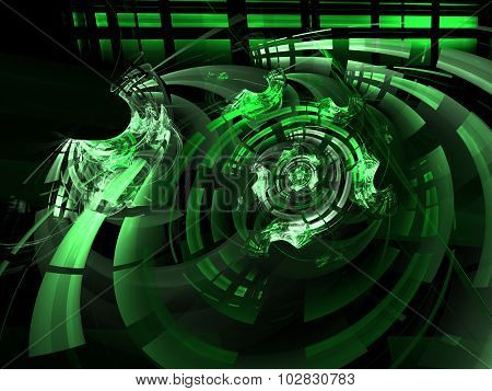 Abstract Green And Black Computer-generated Image