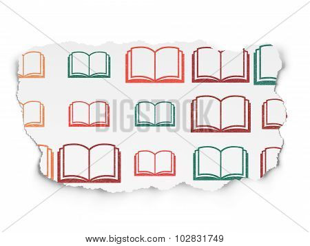Science concept: Book icons on Torn Paper background
