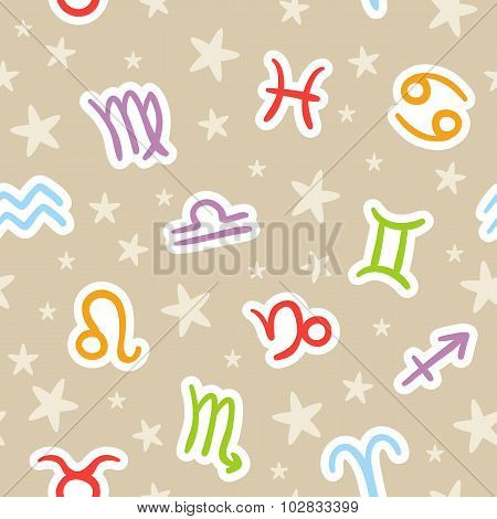 Zodiac Signs Seamless Pattern