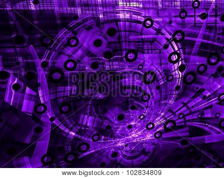Abstract Violet Modern Tech-style Image On Black Background