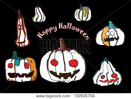 vector set of funny pumpkins for Halloween design