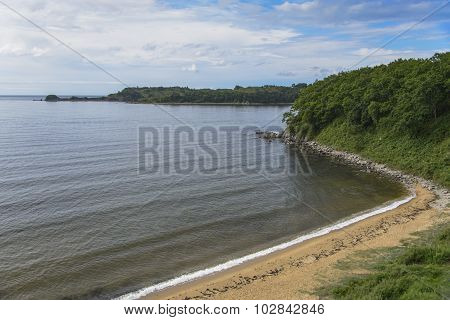 Secluded beach .