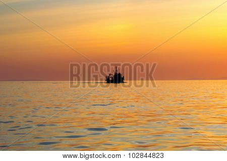 The ship goes to sea.