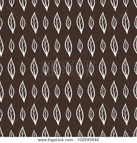 Vector seamless pattern with doodle leaves