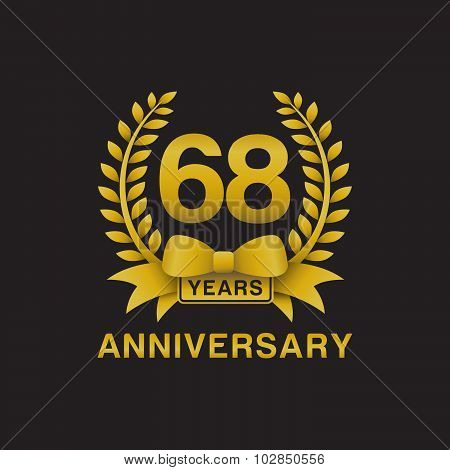 68th anniversary golden wreath logo black background